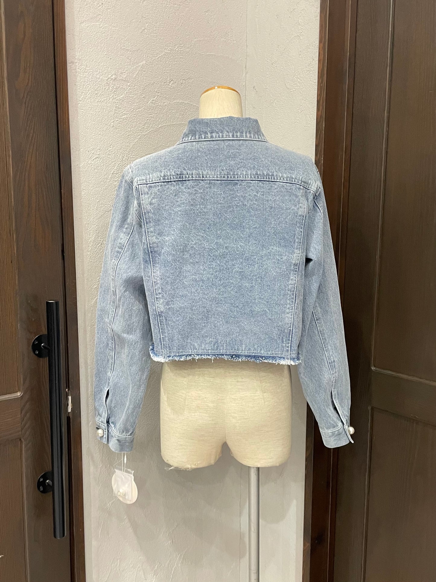 【anana】BIGパールクロップドデニムジャケット