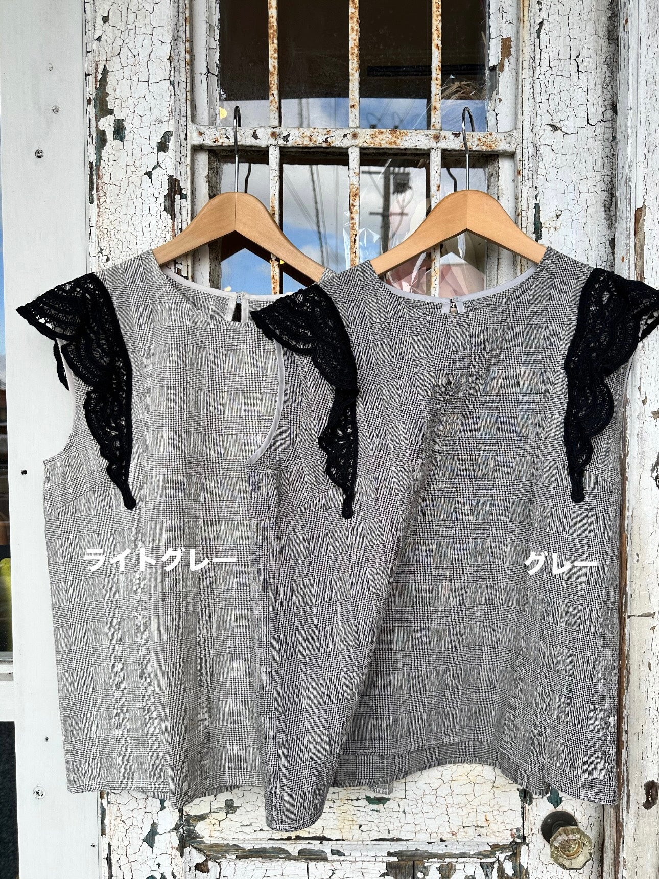 【botanical】チェックレースブラウス
