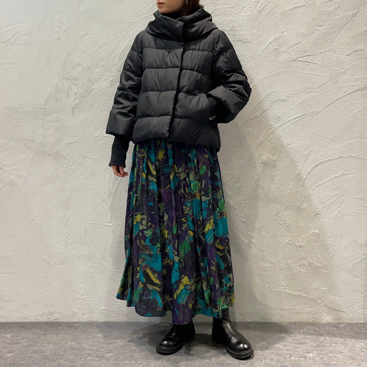 lelill//マルチモザイクプリントフレアースカート