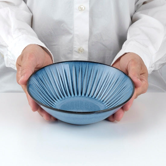 【長崎】波佐見焼 利左エ門 蒼鎬 反ボウル中