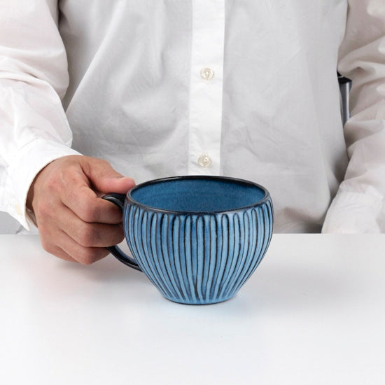 【長崎】波佐見焼 利左エ門 蒼鎬 スープマグカップ