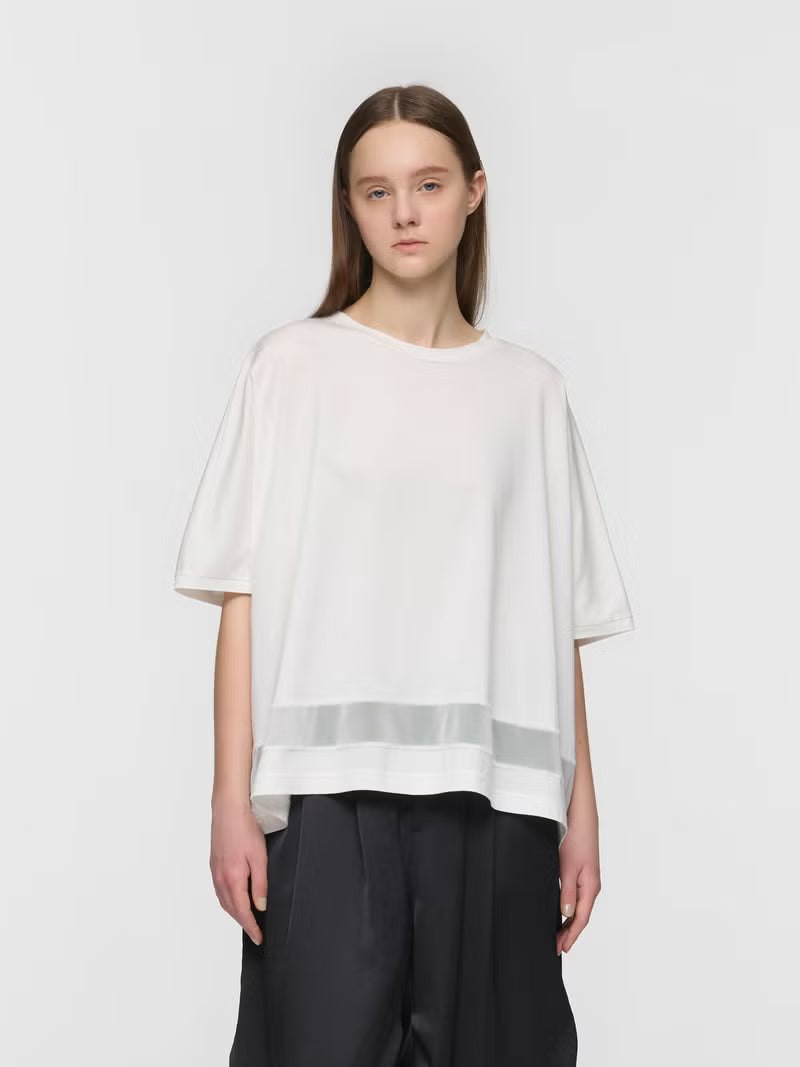 【mizuiro ind】裾シアーTシャツ