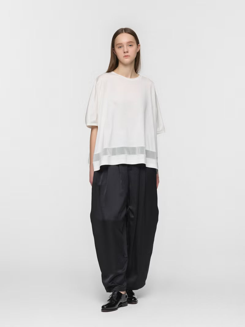 【mizuiro ind】裾シアーTシャツ