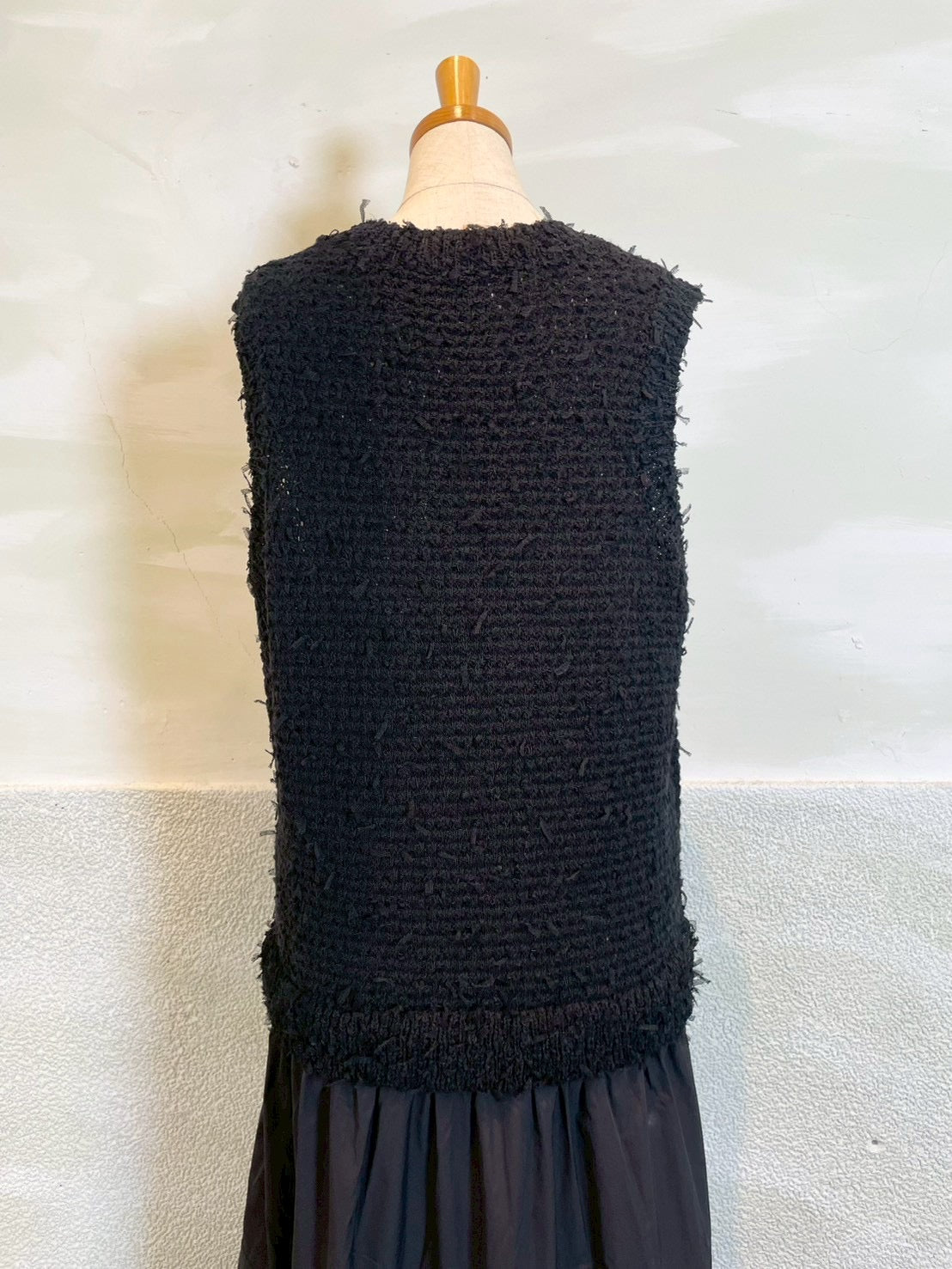 【EN'DAY】【大人のこなれスタイル】ニット×ティアード ワンピース Black×Black