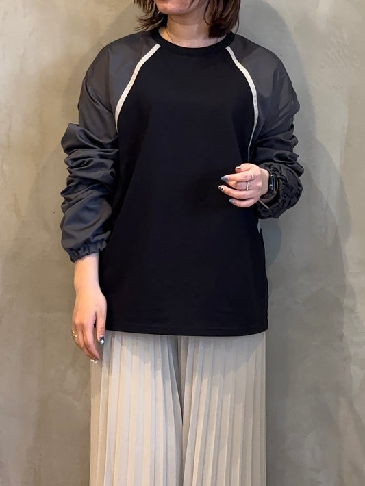 【botanical】配色ライン異素材プルオーバー