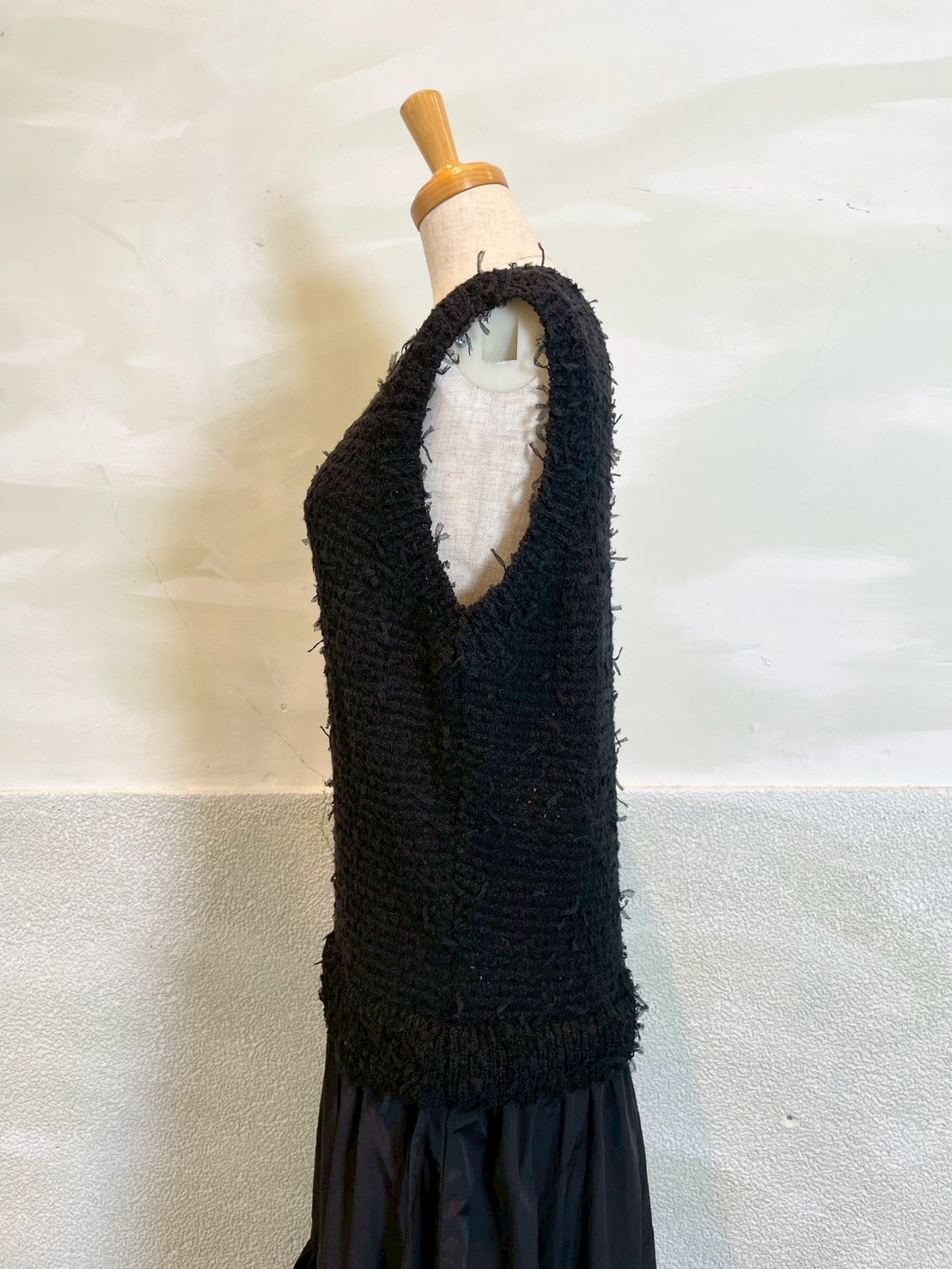 【EN'DAY】【大人のこなれスタイル】ニット×ティアード ワンピース Black×Black