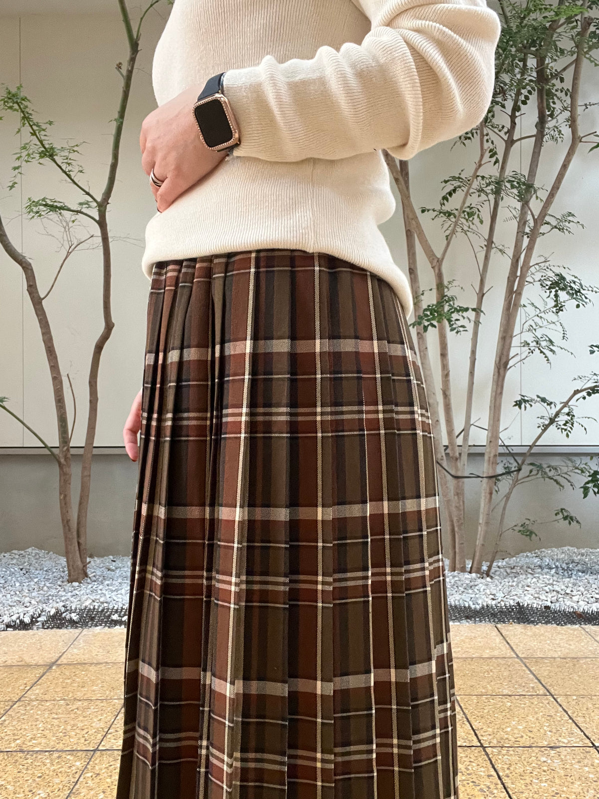 【SOSOTTO】千鳥柄タータン切替プリーツスカート