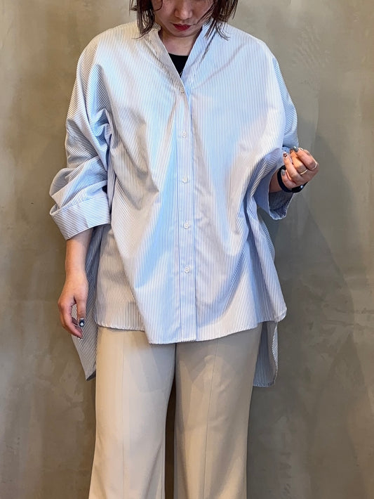 【ACUTA】ピンストライプブロードドルマンポンチョシャツ