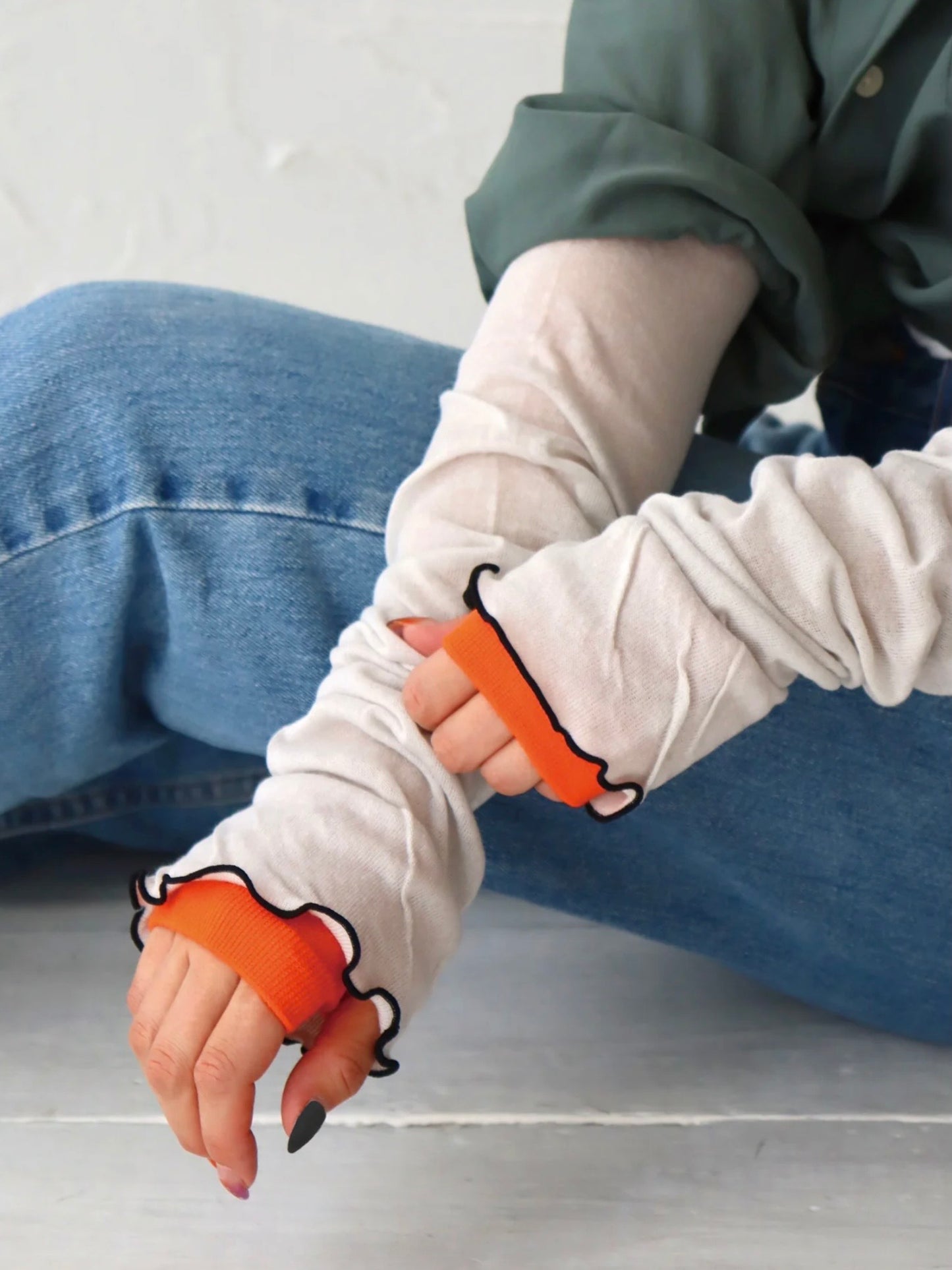 【KIVISDOU】チューリップフリルUVアームカバー