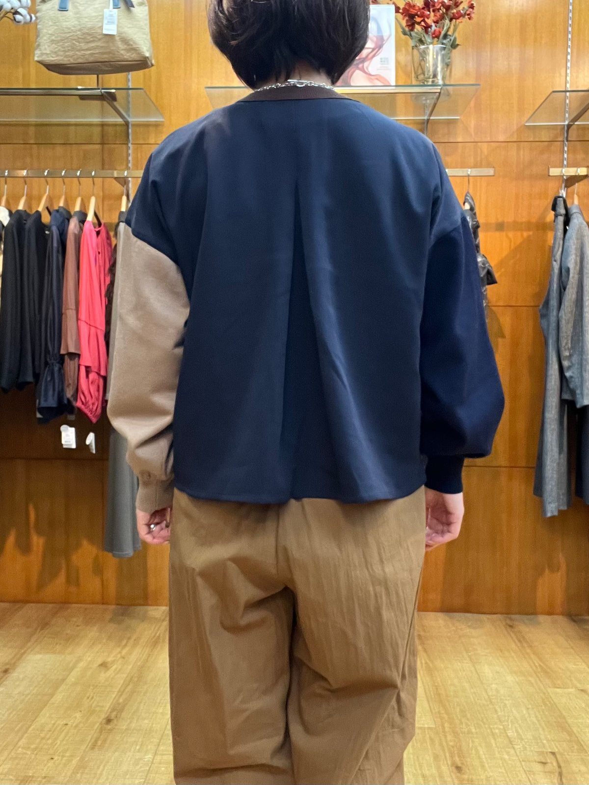 【C'EST MOIJU】カラーブロック切り替えカーディガン