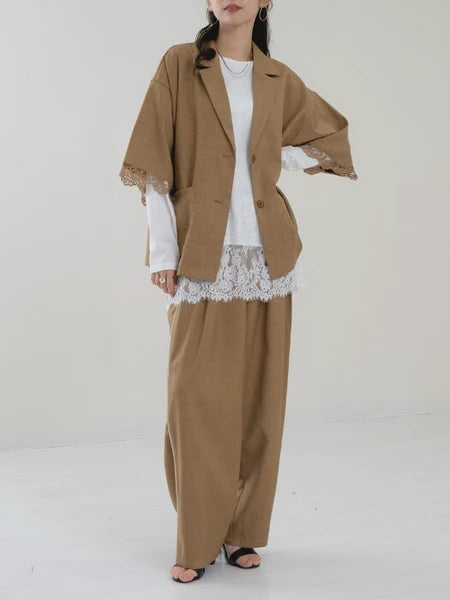 【botanical】サイド配色パイピングパンツ