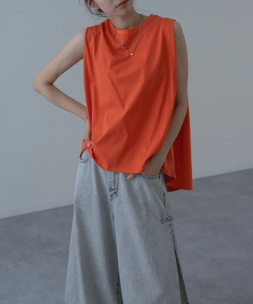 【botanical】肩タックノースリーブプルオーバー