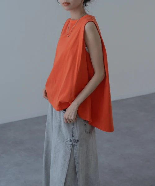 【botanical】肩タックノースリーブプルオーバー