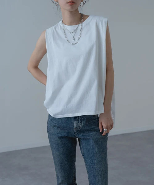 【botanical】肩タックノースリーブプルオーバー