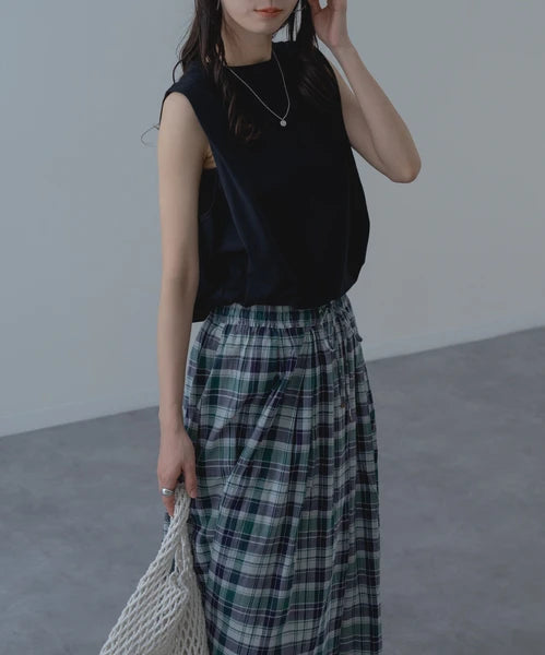 【botanical】肩タックノースリーブプルオーバー