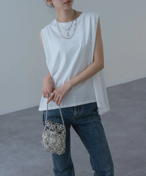 【botanical】肩タックノースリーブプルオーバー