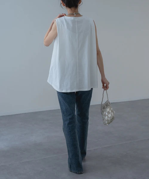 【botanical】肩タックノースリーブプルオーバー