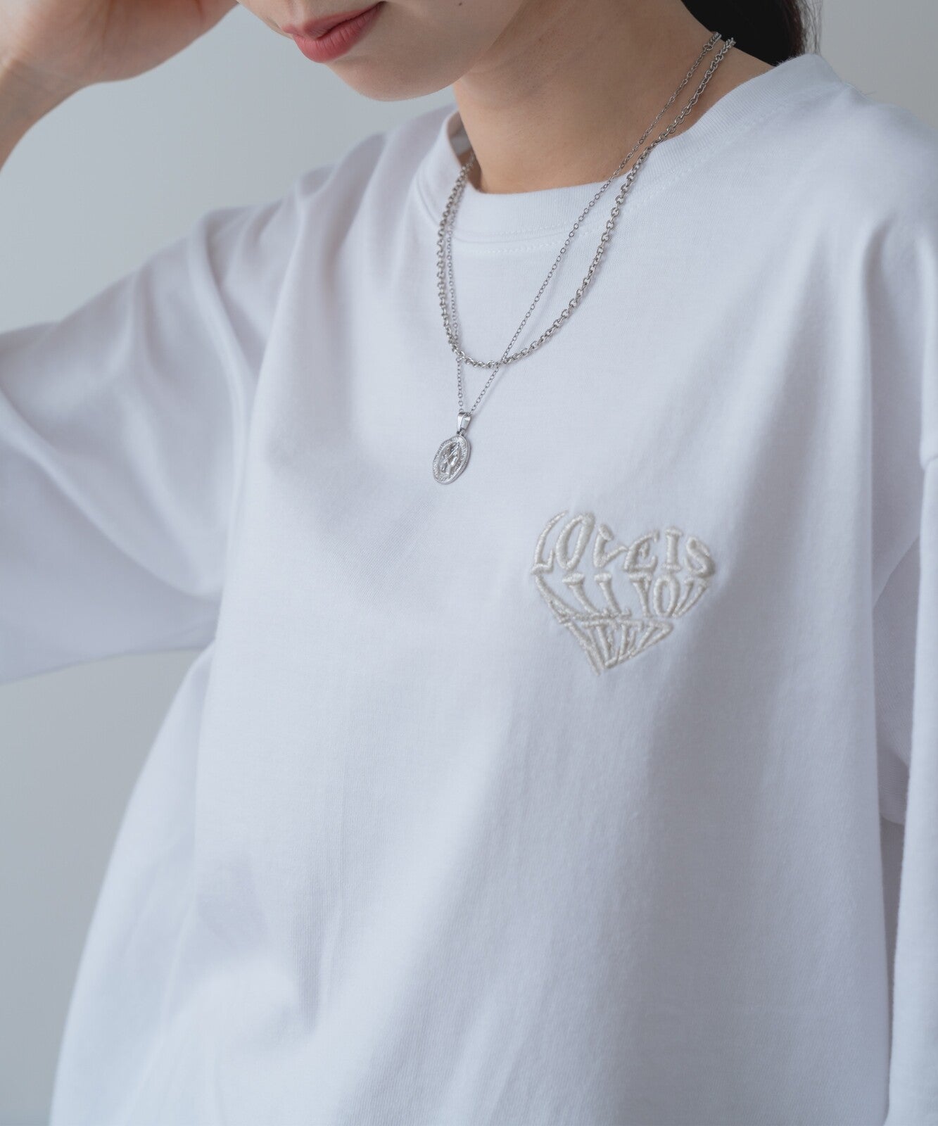 【botanical】ハート刺繍半袖Tシャツ