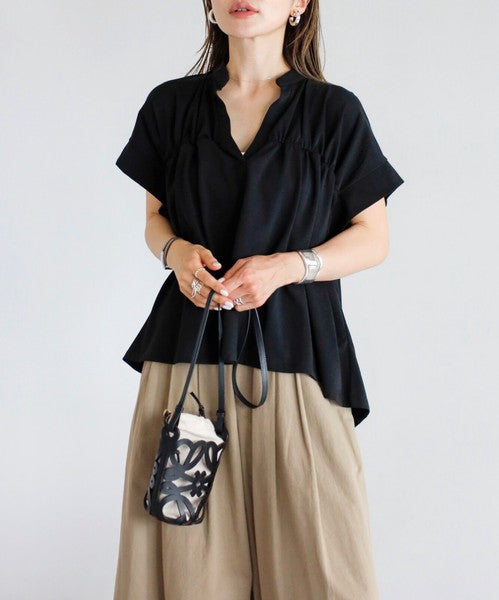 【botanical】シャーリングスキッパートップス