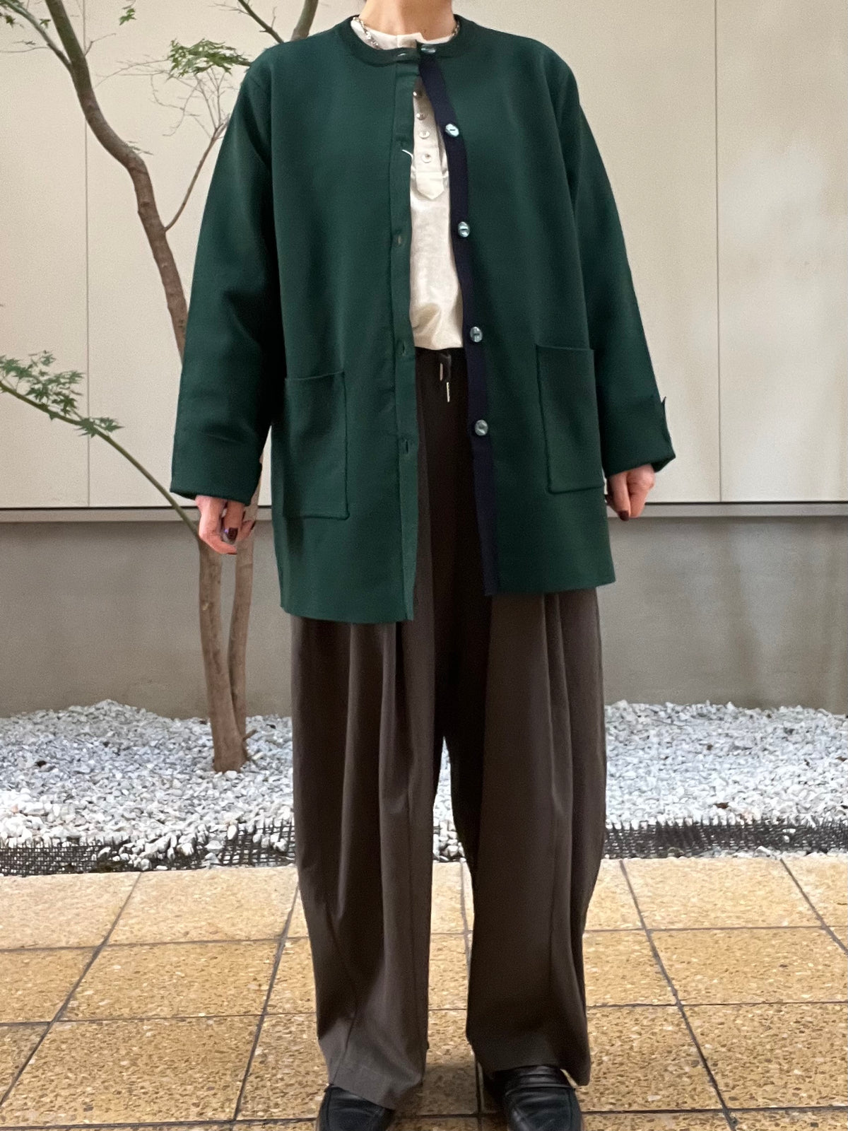 【SOSOTTO】ミラノリブ前立て配色ロングジャケット