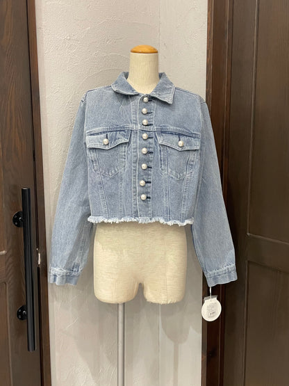 【anana】BIGパールクロップドデニムジャケット