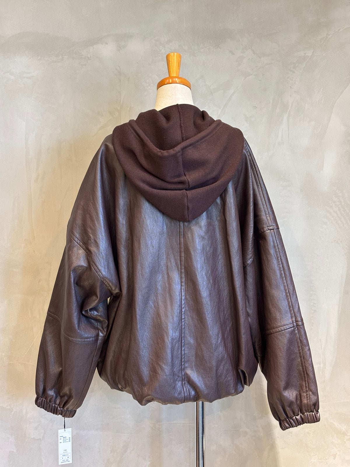【NOUQUE】フェイクレザーフーディージャケット
