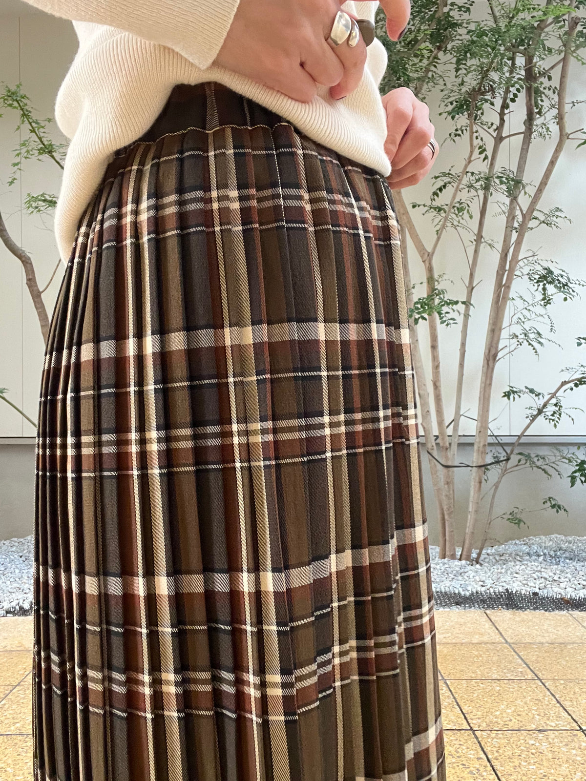 【SOSOTTO】千鳥柄タータン切替プリーツスカート