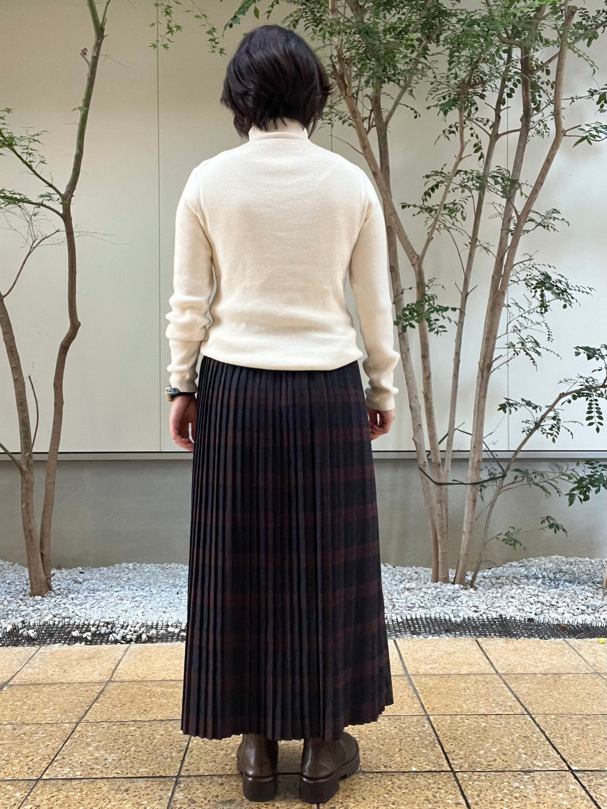 【SOSOTTO】チェック切り替えプリーツスカート