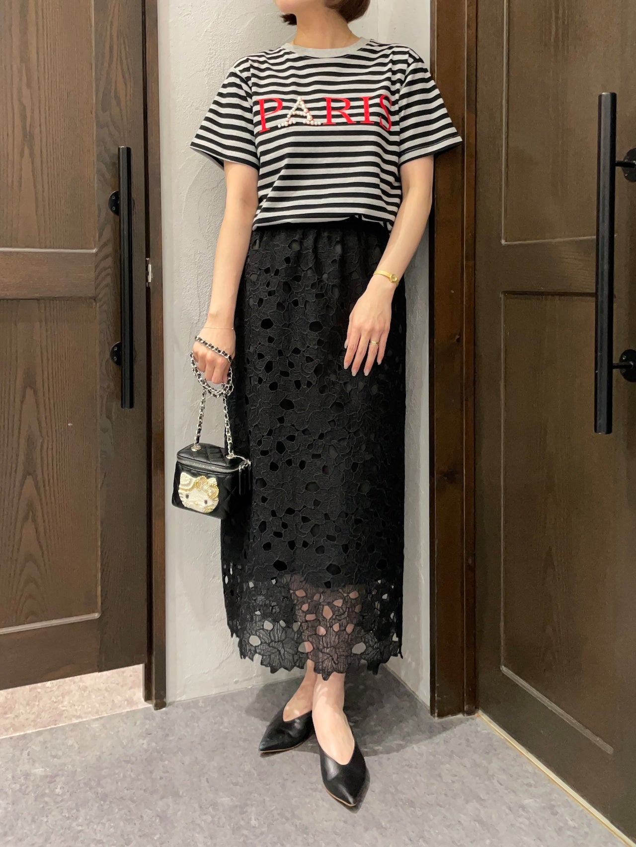 【MICALLE MICALLE】PARIS PEARL BORDER T-SHIRT