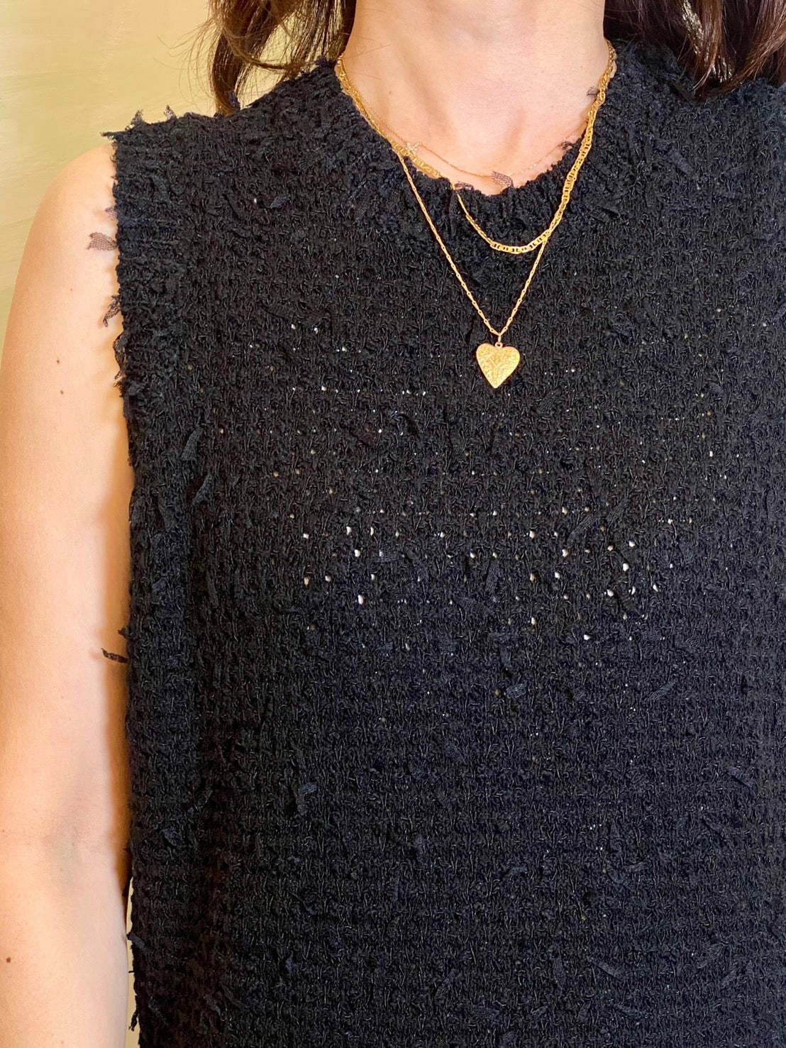 【EN'DAY】【大人のこなれスタイル】ニット×ティアード ワンピース Black×Black