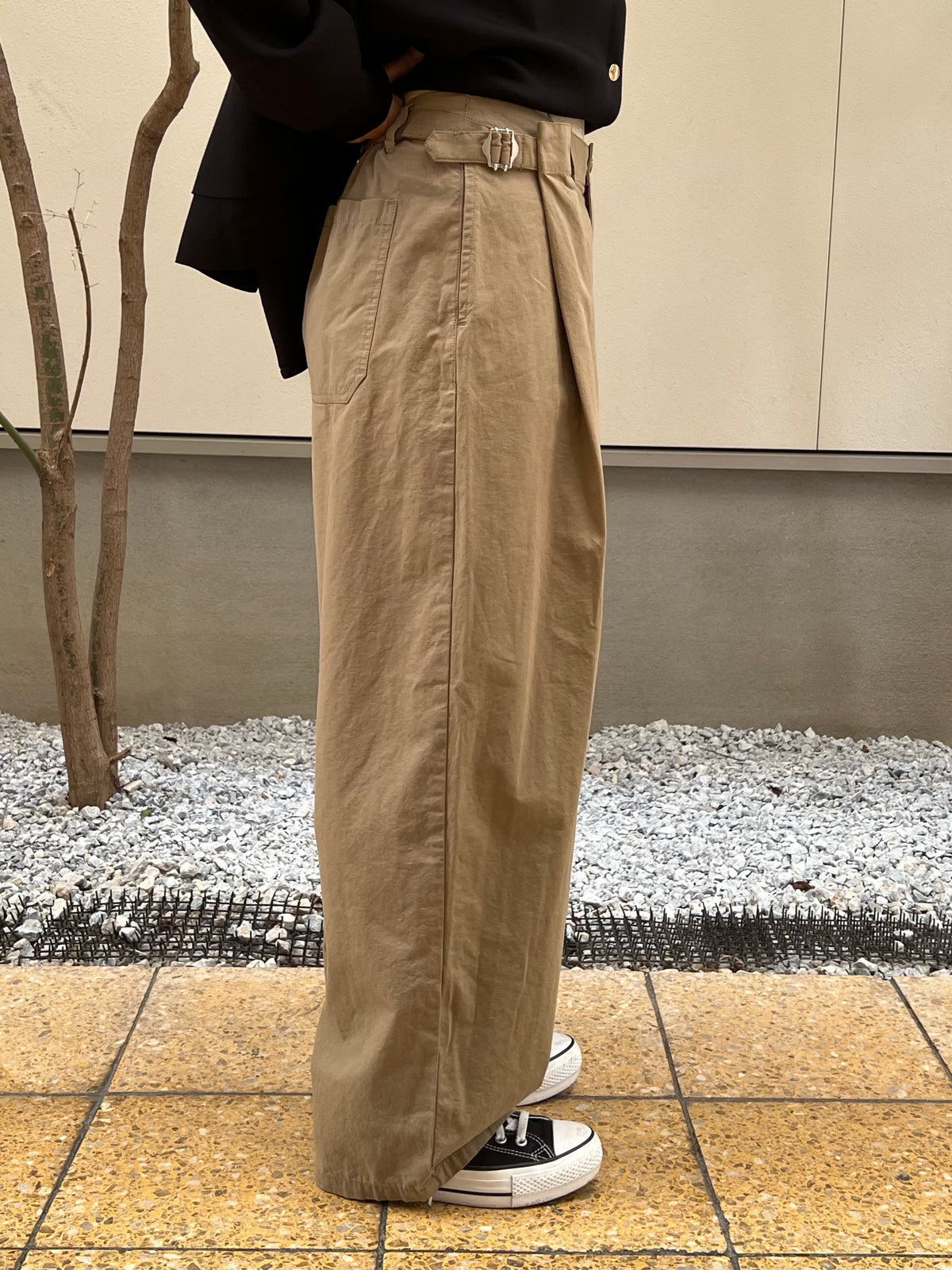 【botanical】サイドベルト タックワイドパンツ