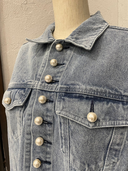 【anana】BIGパールクロップドデニムジャケット