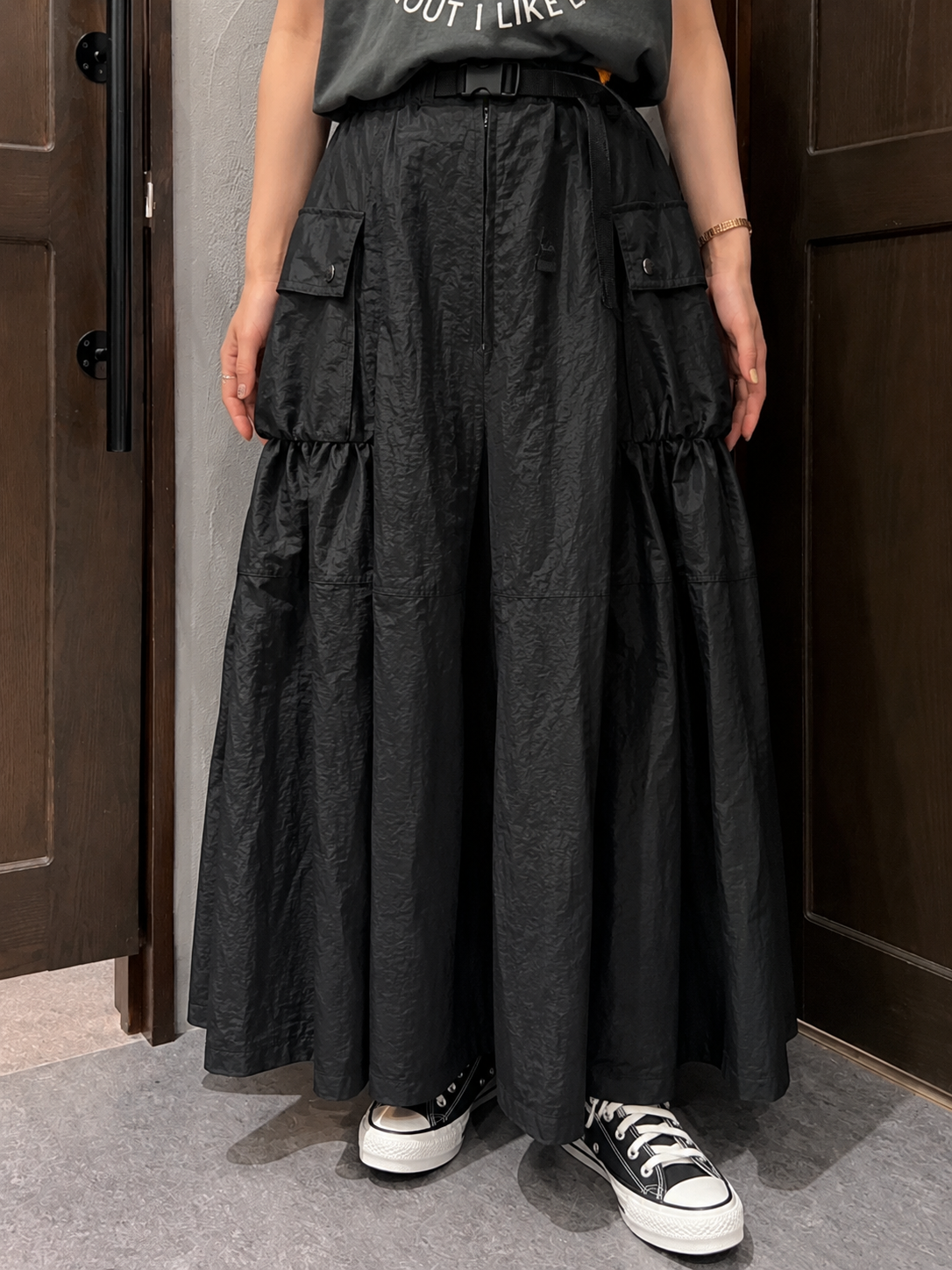 【USU GALLERY】USU GALLERYナイロンフレアスカート