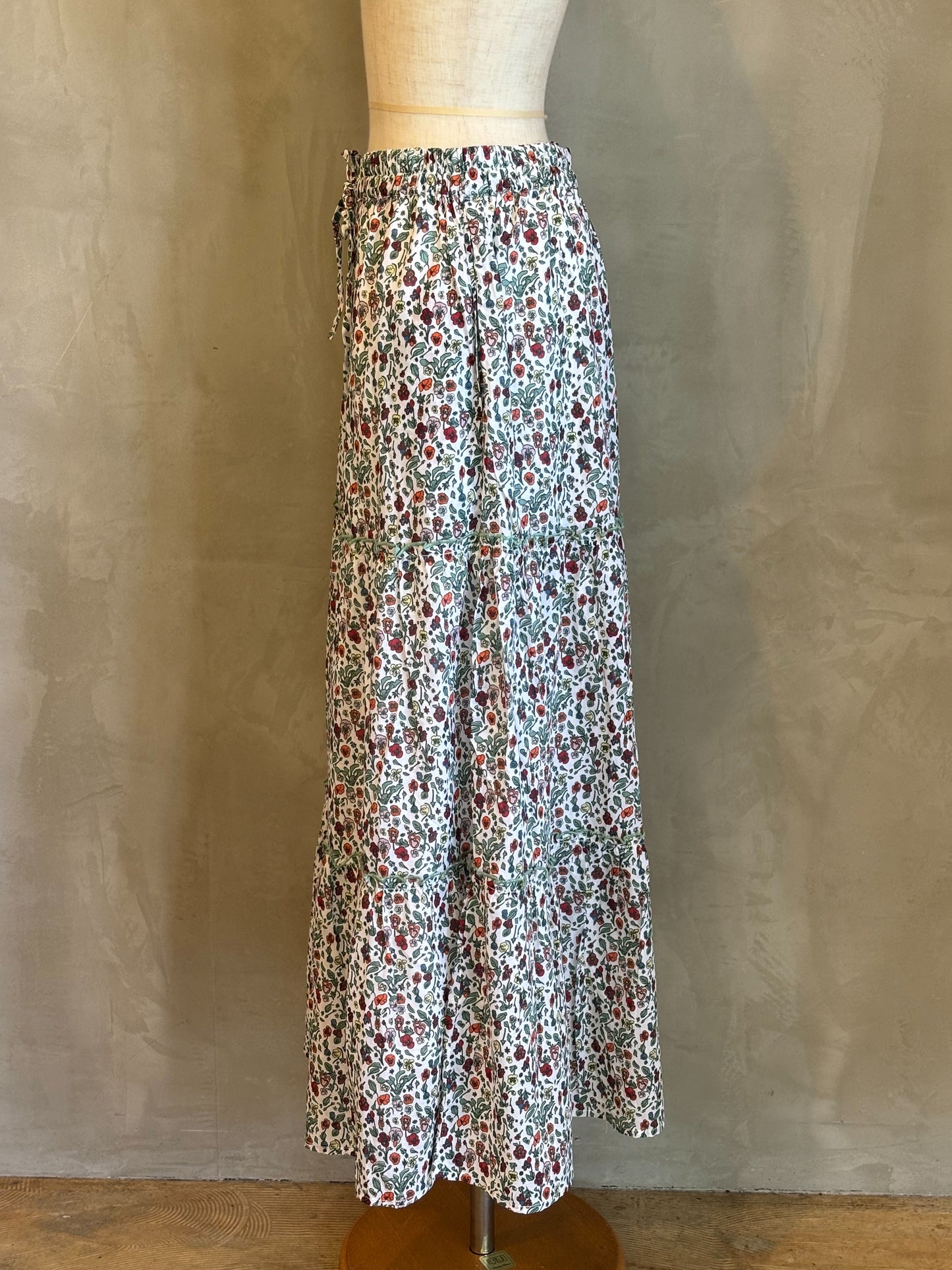 【botanical】コットンボイル花柄プリントギャザースカート