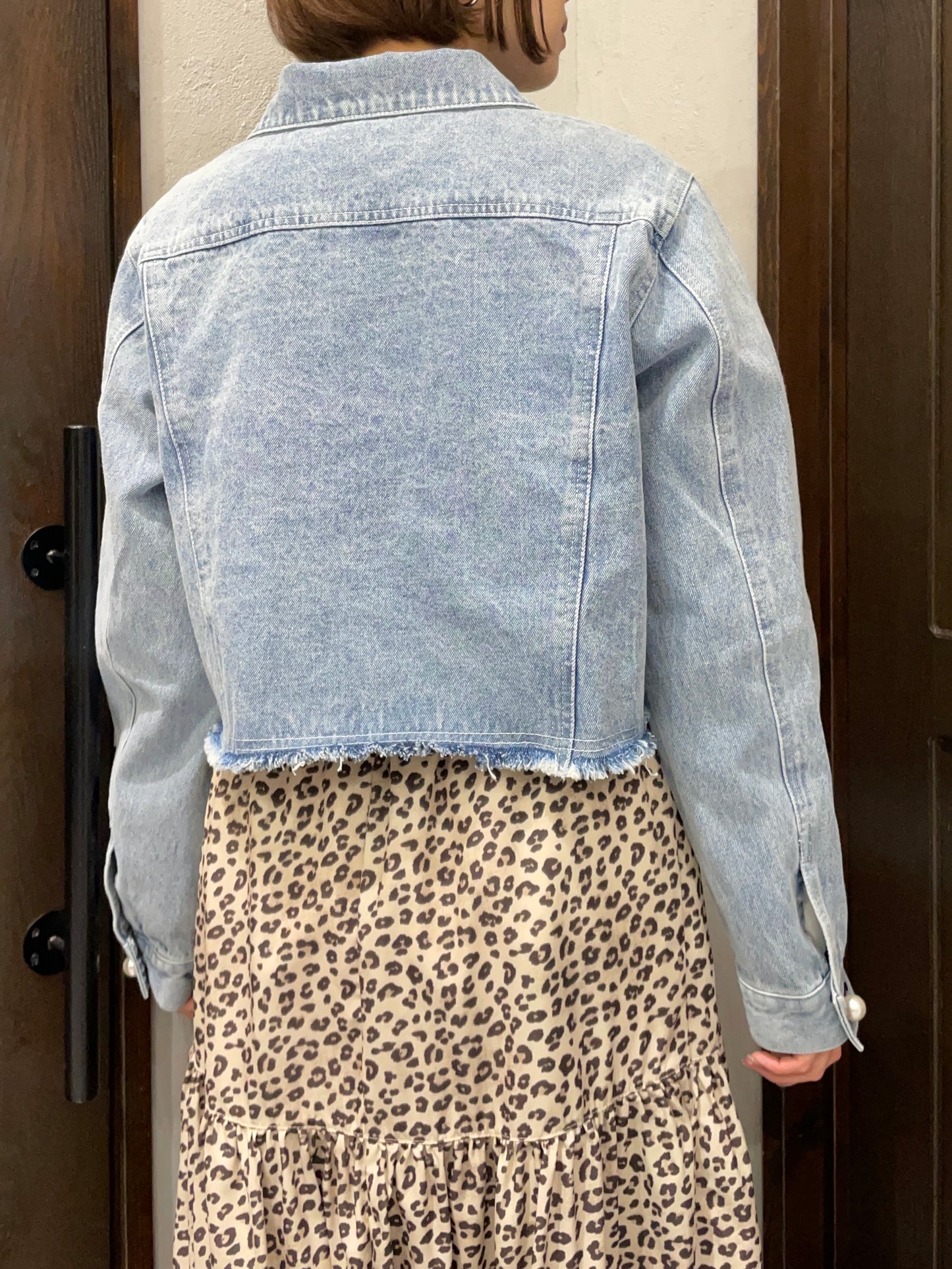 【anana】BIGパールクロップドデニムジャケット