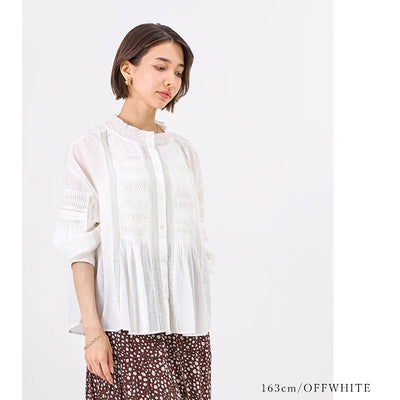 【Fanaka】 ウェーブピンタック前開きブラウス