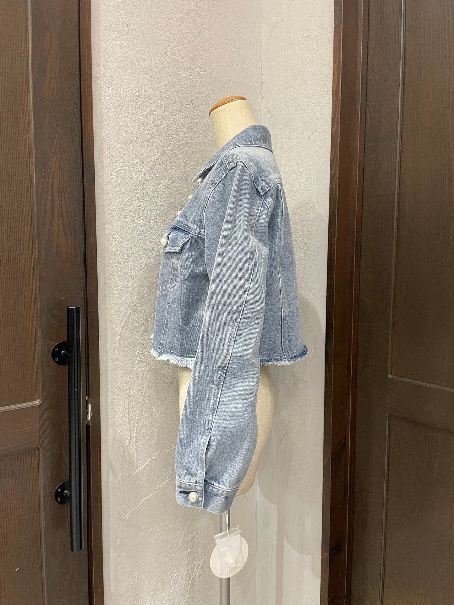 【anana】BIGパールクロップドデニムジャケット