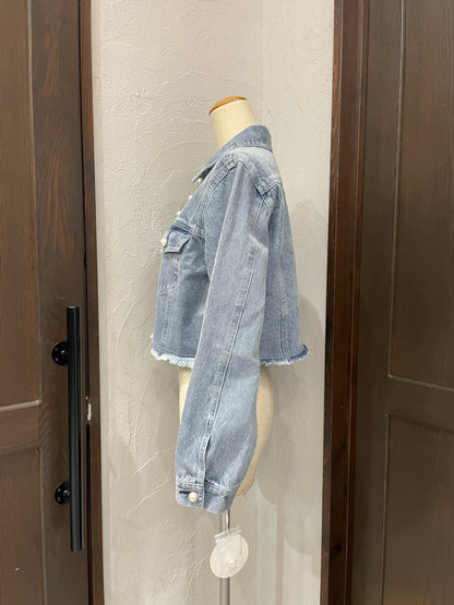 【anana】BIGパールクロップドデニムジャケット