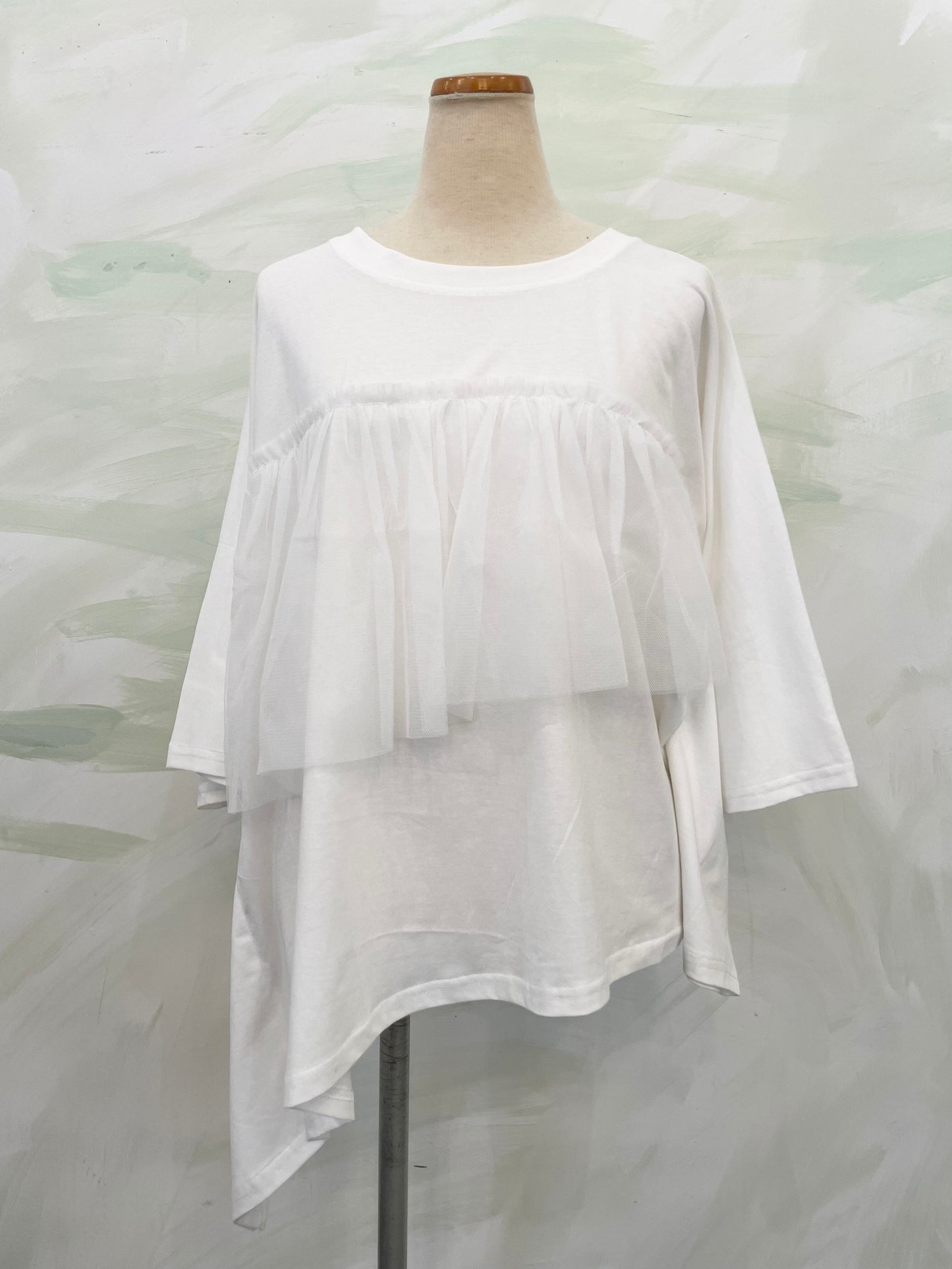 【botanical】チュールフリル切替　アシメカットトップス