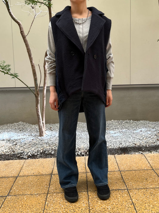 【QTUME】ボアフリース×デニム コンビベスト