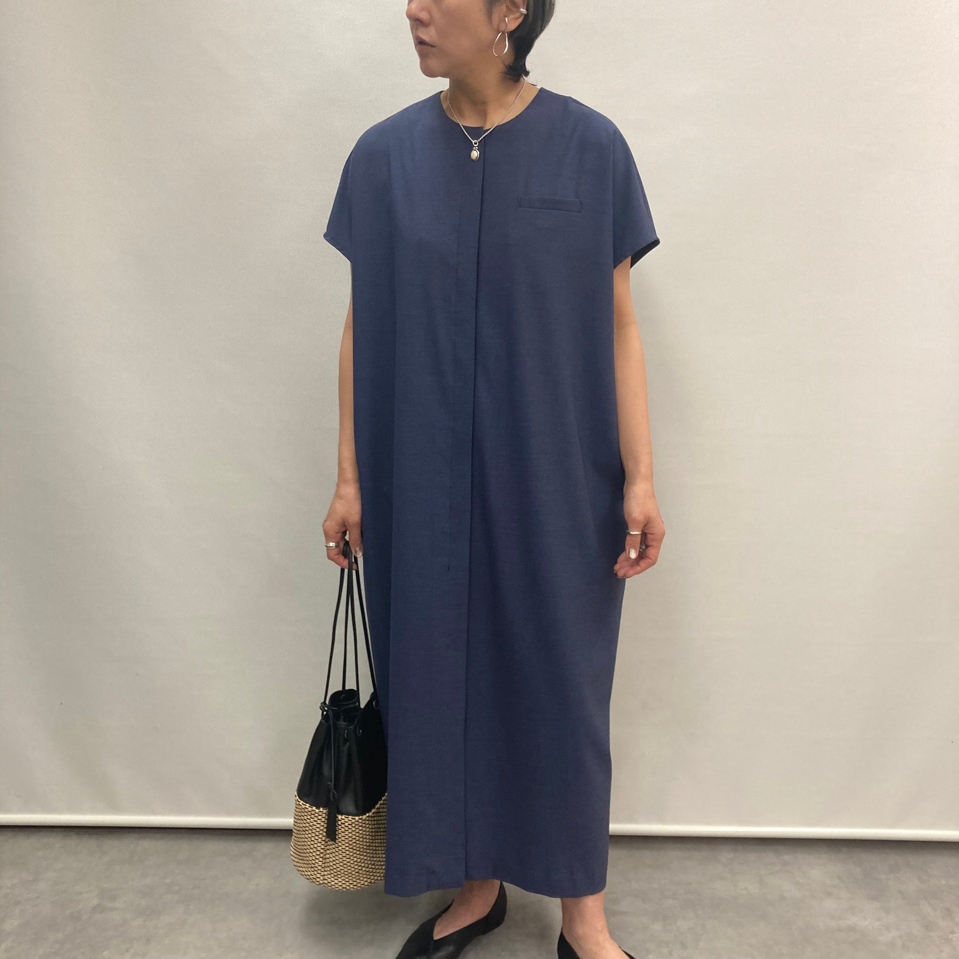 mizuiro ind /クルーネックフロントフライロングジレ – irohaya