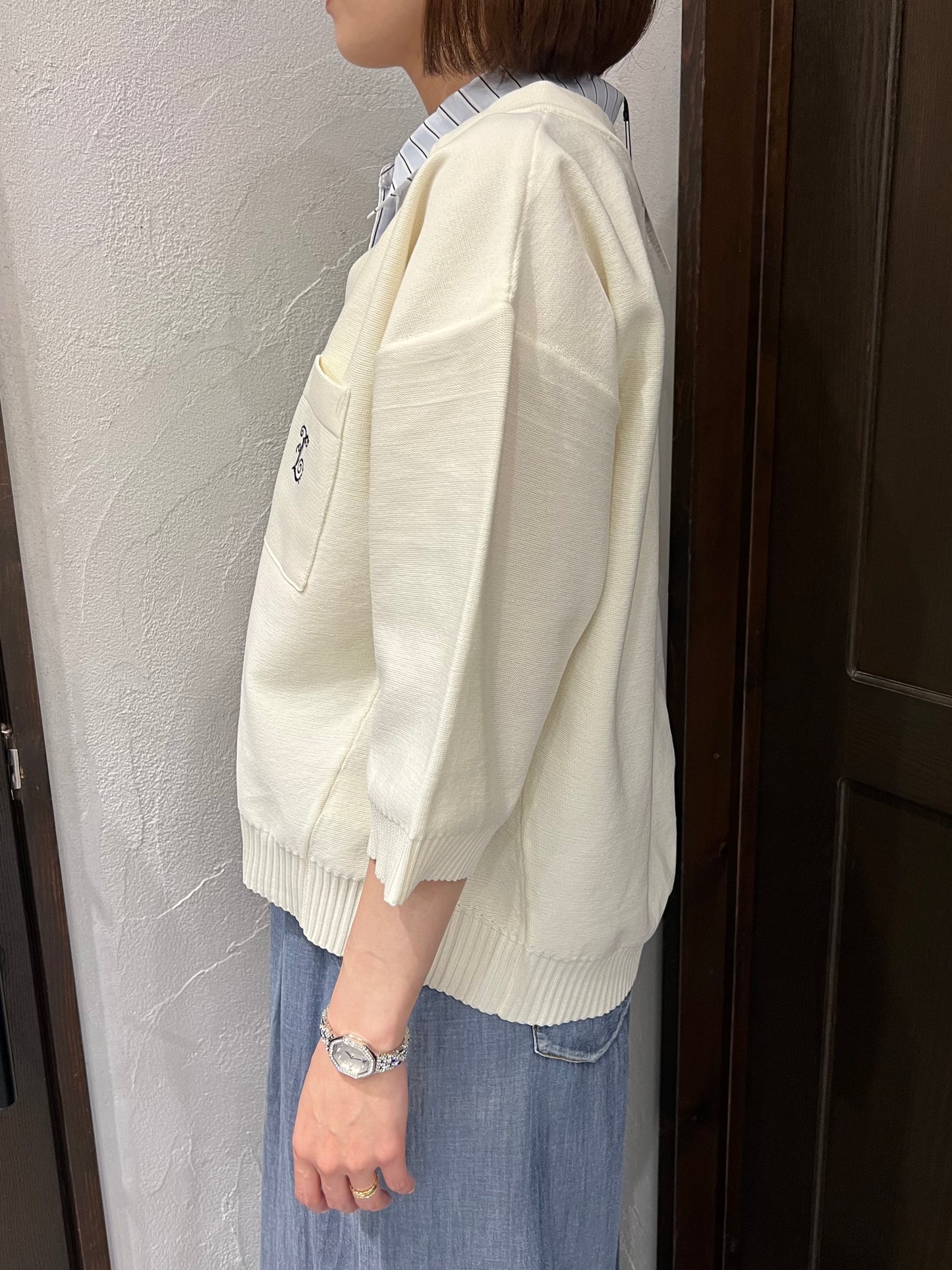 【Eimee Law】シャツレイヤードニットトップス