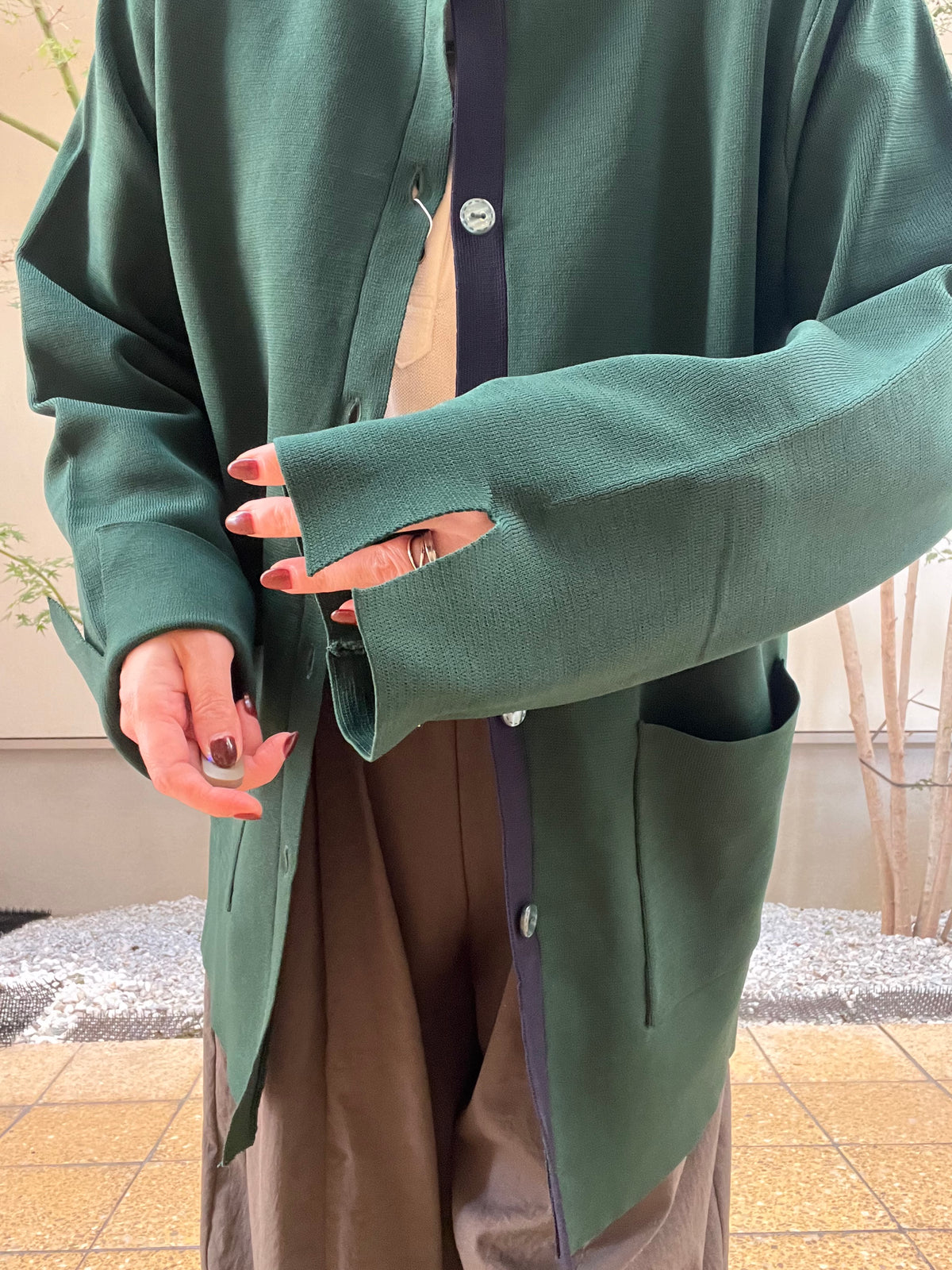 【SOSOTTO】ミラノリブ前立て配色ロングジャケット
