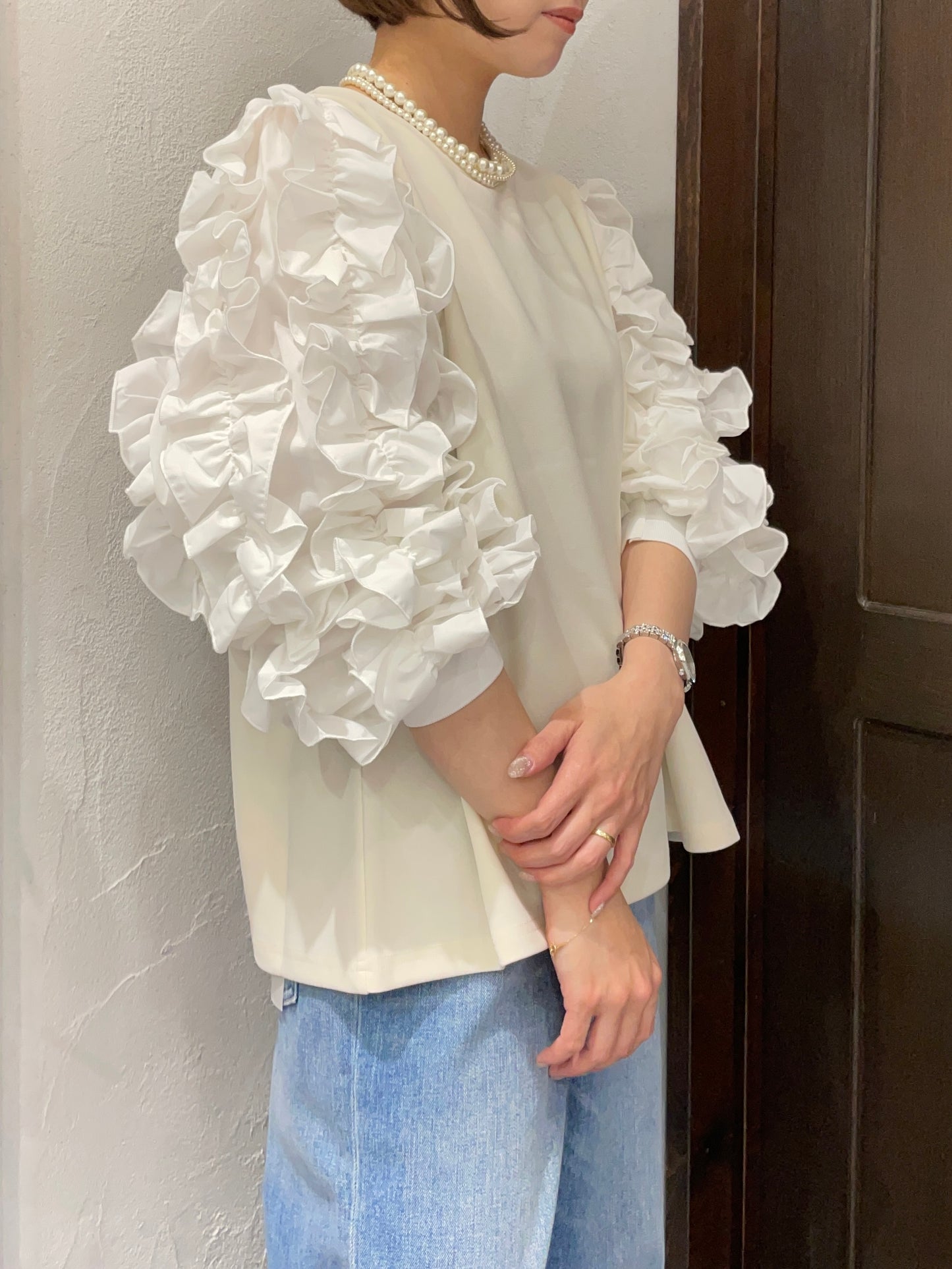 【botanical】袖フリルプルオーバー