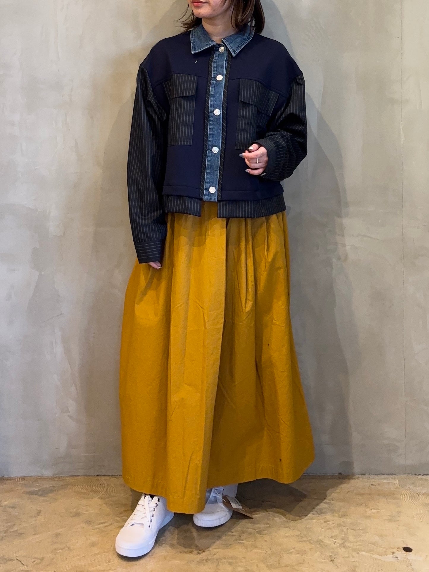 【botanical】異素材切り替えデニムジャケット