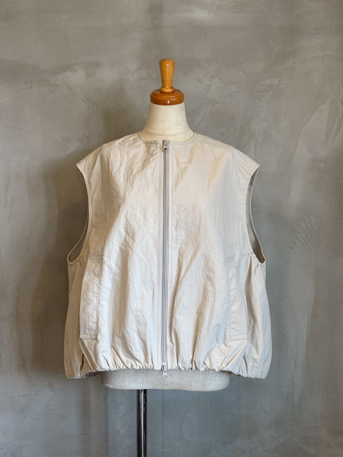 【maomade】 ヴィンテージウェザーバルーンシルエットZIP UPベスト