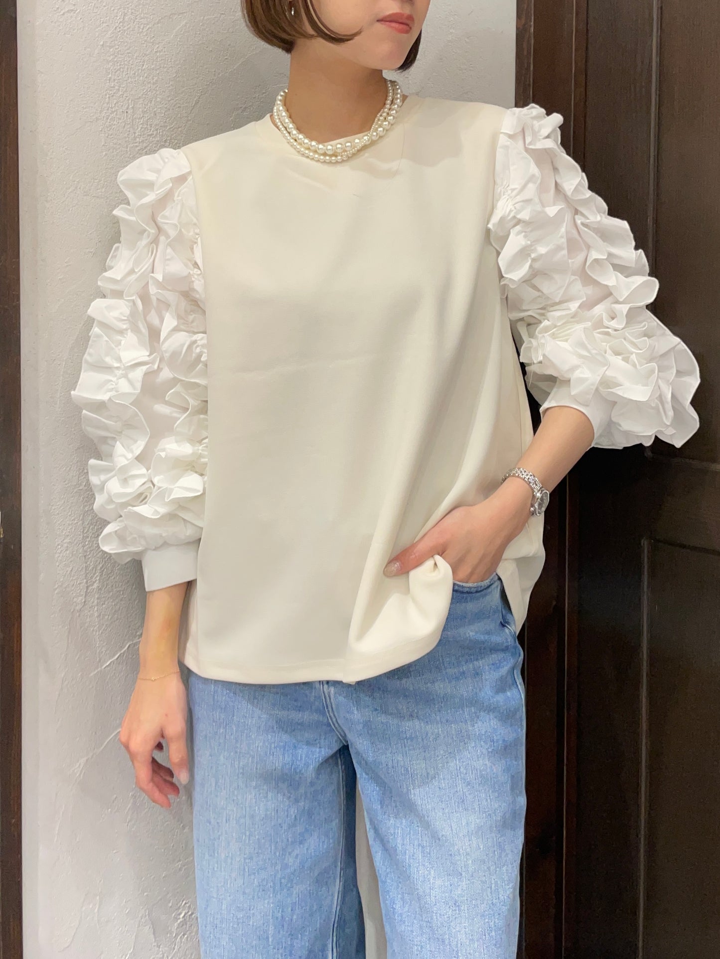 【botanical】袖フリルプルオーバー