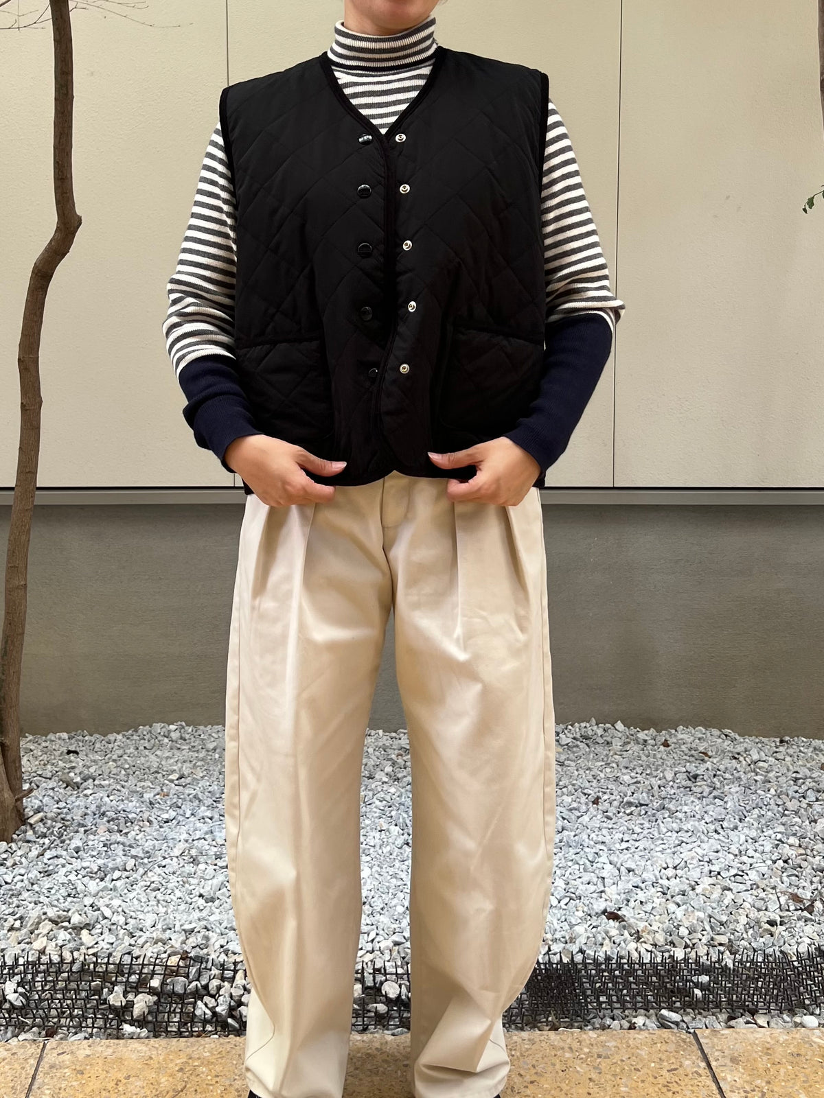 【SOSOTTO】コットンカシミア配色ボーダータートルネックプルオーバー