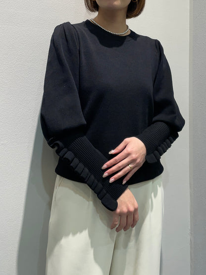 【botanical】パフスリーブ袖フリルニット