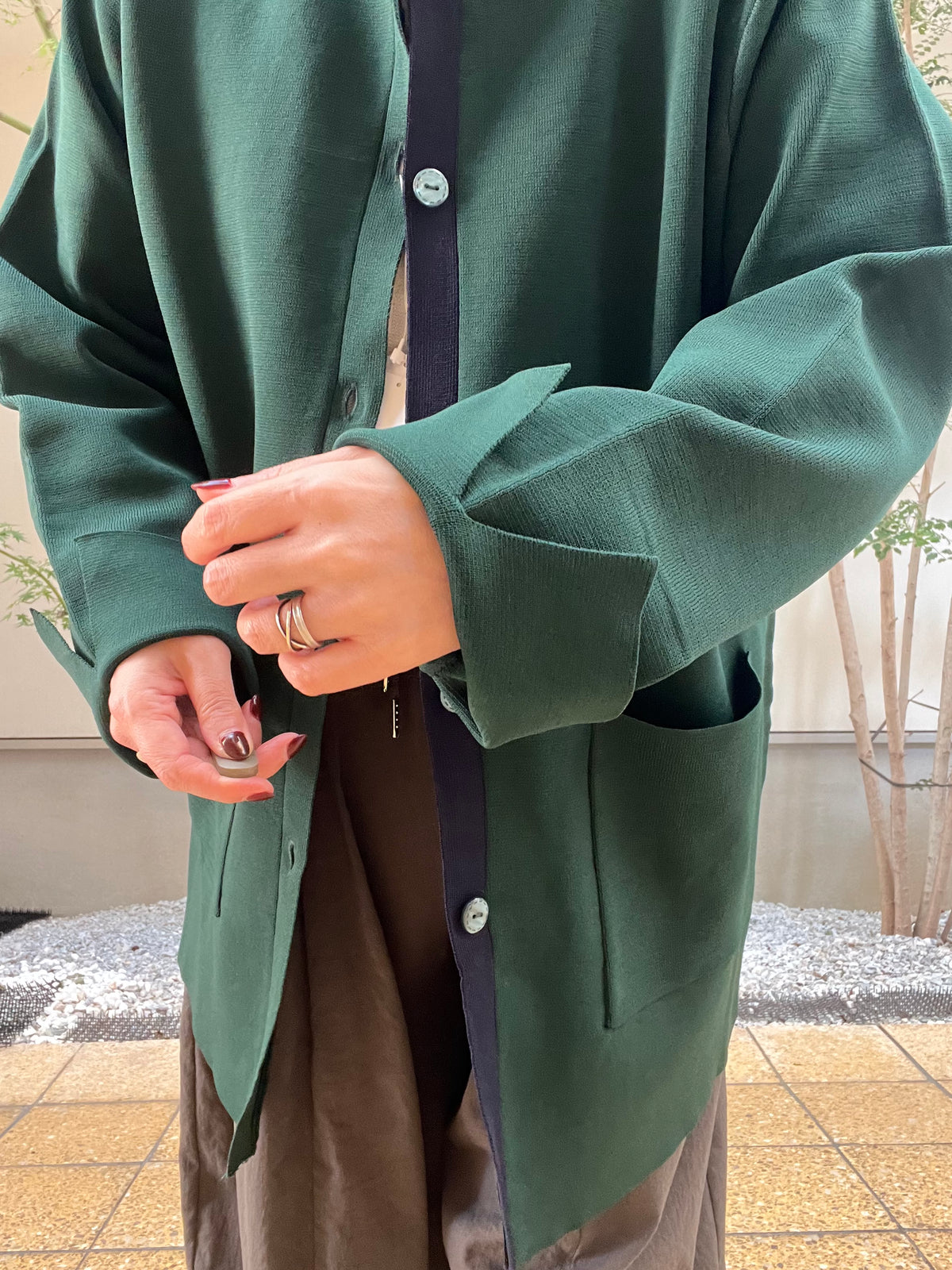 【SOSOTTO】ミラノリブ前立て配色ロングジャケット